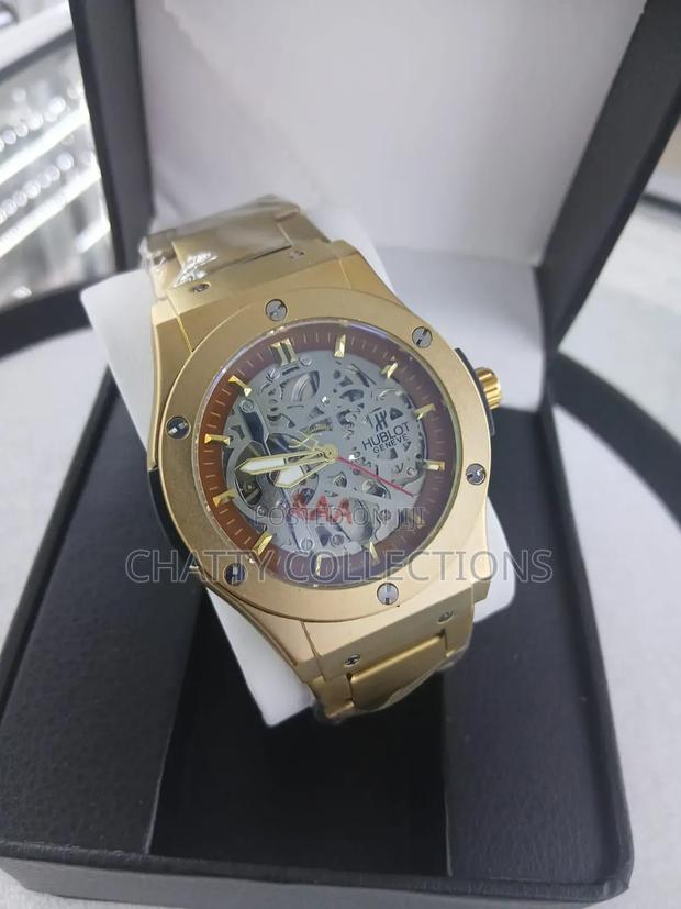 Gold With Brown Ring Men's Stainless Hublot Automatic Watches