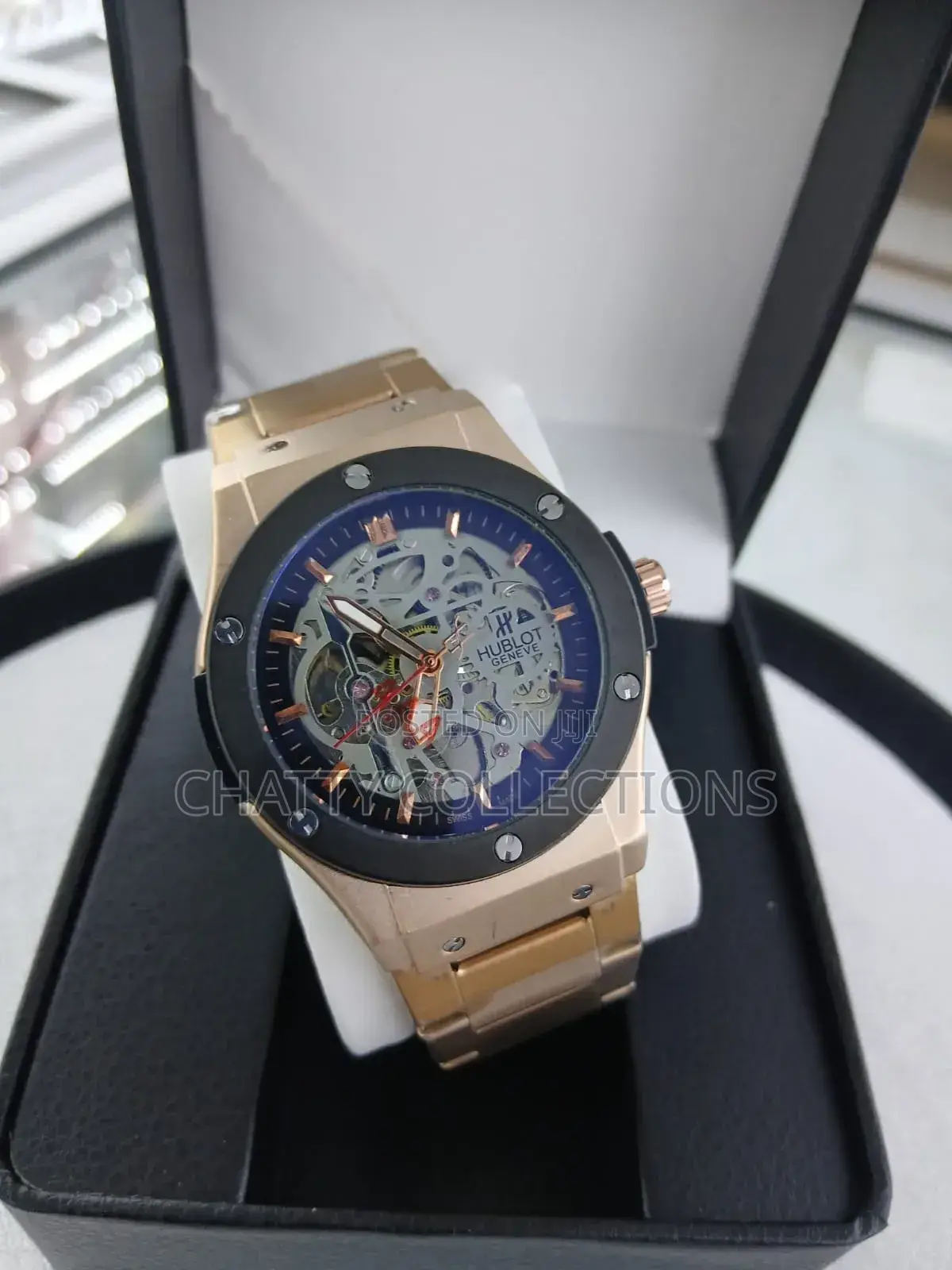 Gold With Black Ring Men's Stainless Hublot Automatic Watches