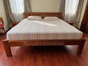 King Size Bed+ Mattress +2 Side Tables , Hard Wood Minimally Used