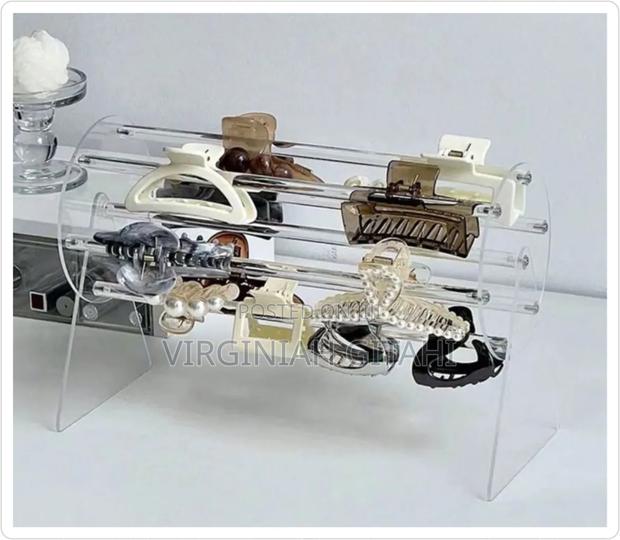 360°Rotating Acrylic Headband Holder/Claw Clip Organizer - main view