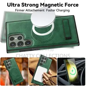 Magnetic Leather Phone Case With a Stand