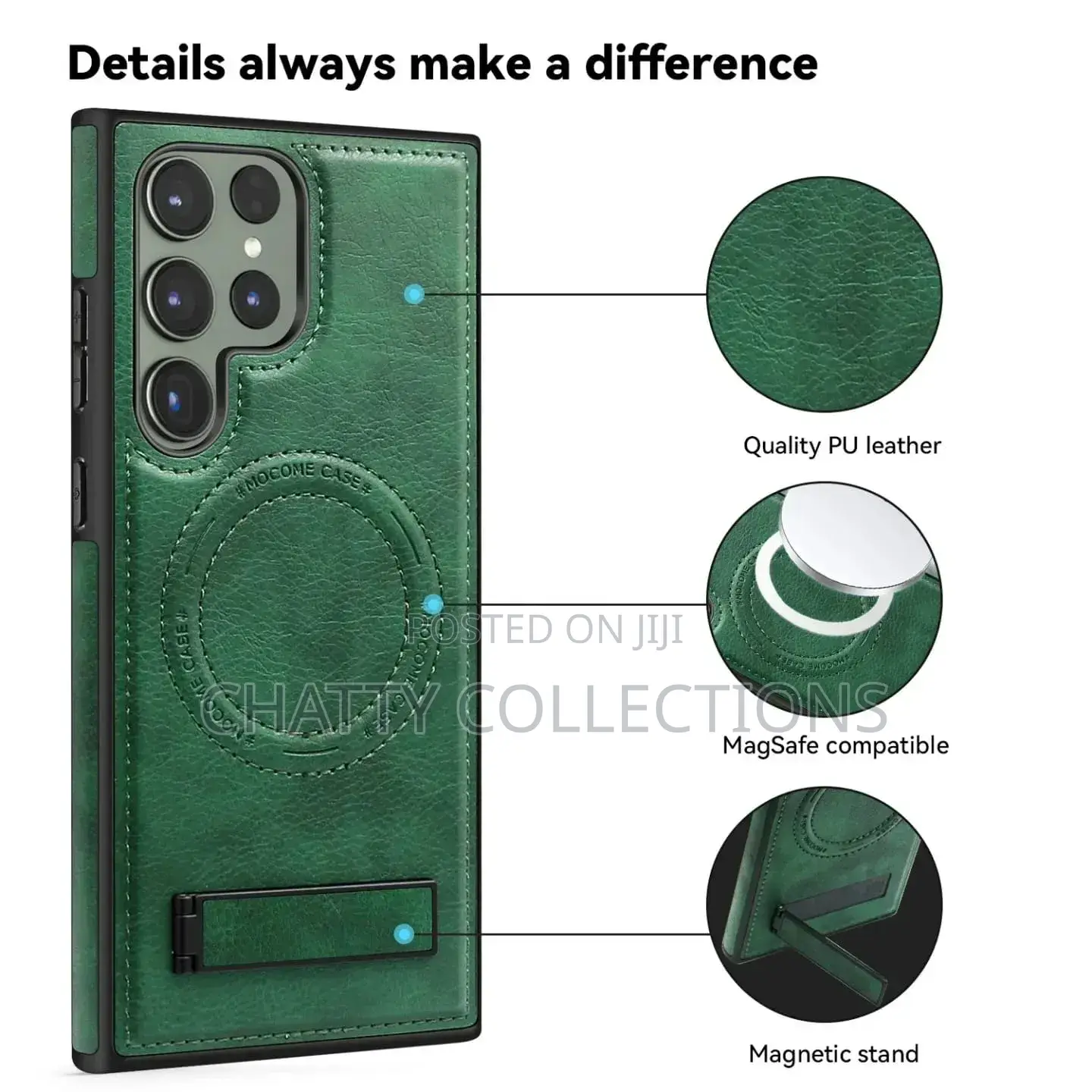 Magnetic Leather Phone Case With a Stand