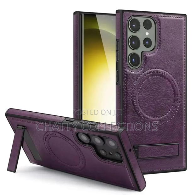 Mulberry Magnetic Leather Samsung Phone Case With a Stand