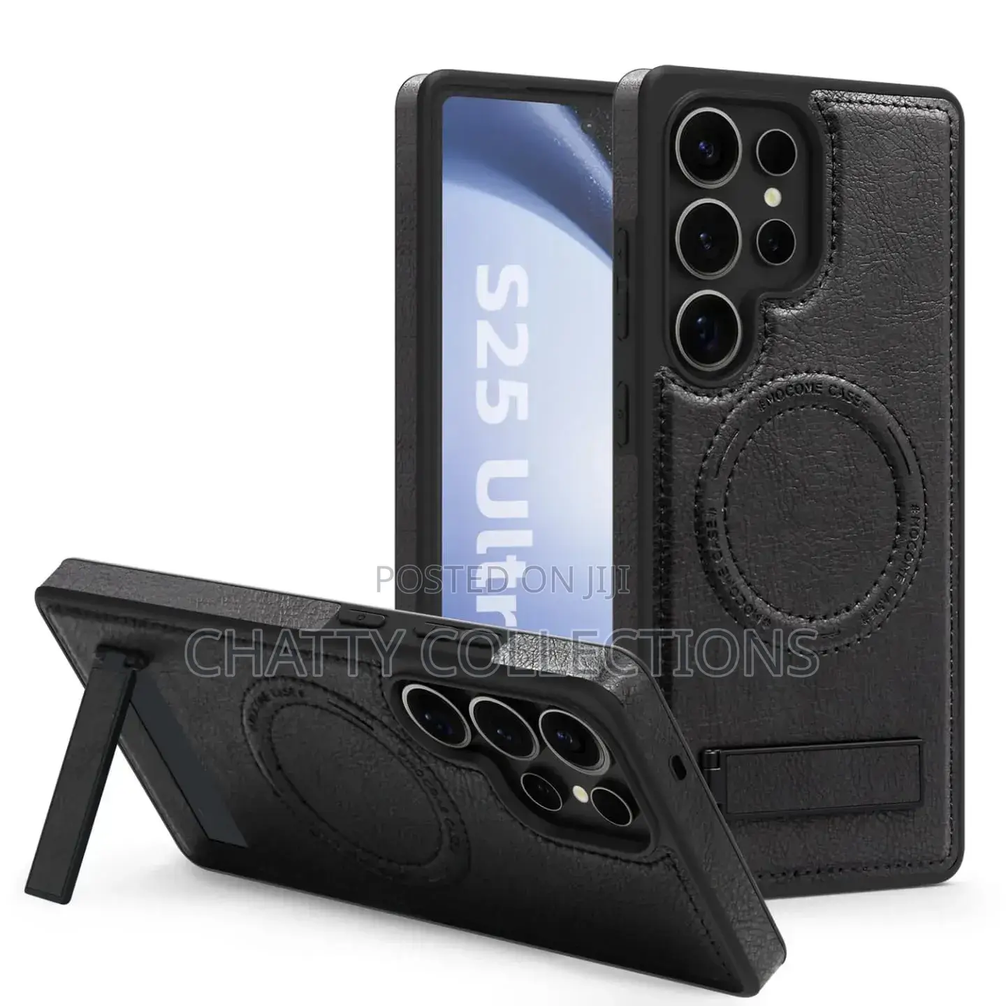 Black Magnetic Samsung Leather Phone Case With a Stand