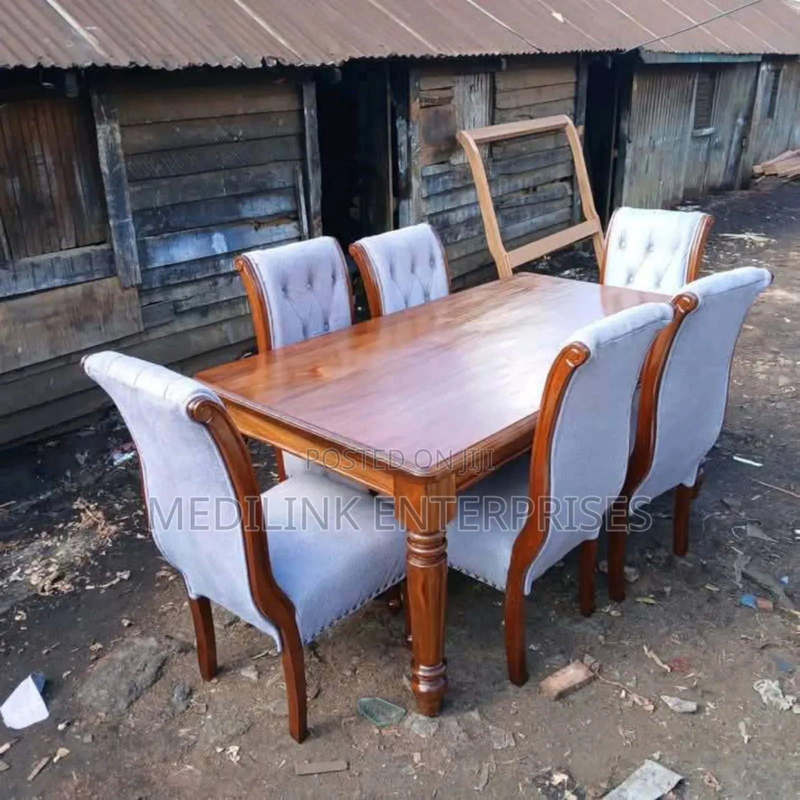 Wooden Upholstered Chairs Dinning Table Set
