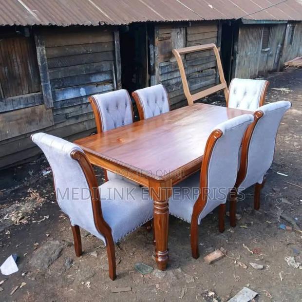 Wooden Upholstered Chairs Dinning Table Set