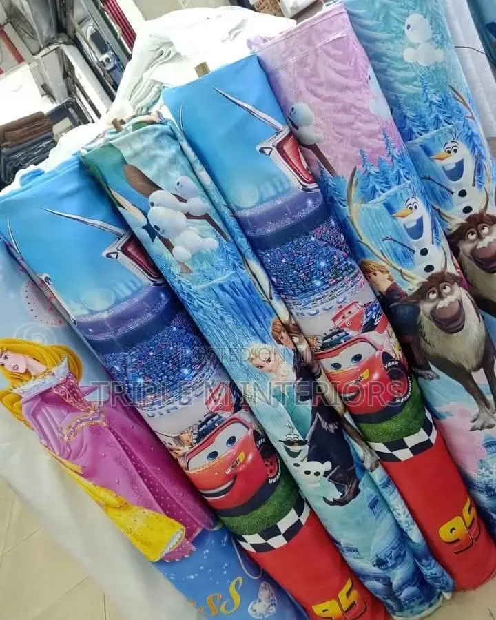 Colorful Kids Window Curtains With Cartoon Prints