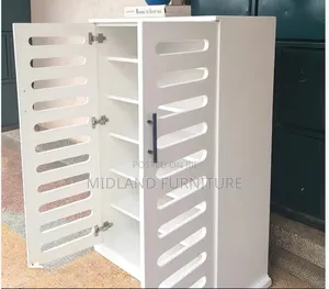Modern Shoe Rack Cupboard With Slatted Doors