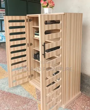 Modern Shoe Rack Cupboard With Slatted Doors