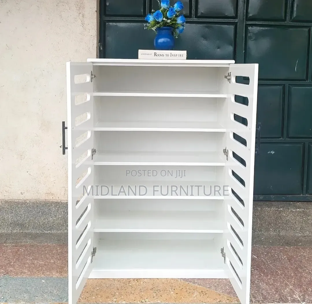 Modern Shoe Rack Cupboard With Slatted Doors