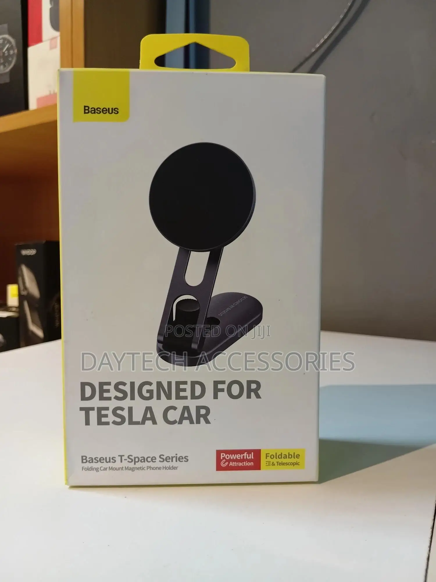 Baseus T-Space Series Folding Magnetic Car Holder for Tesla - Silver