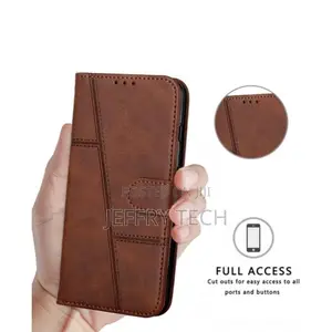 Samsung Galaxy A15 Pure Brown Leather Flip Phone Case Phone Cover
