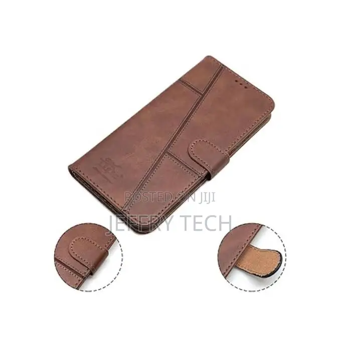Samsung Galaxy A15 Pure Brown Leather Flip Phone Case Phone Cover