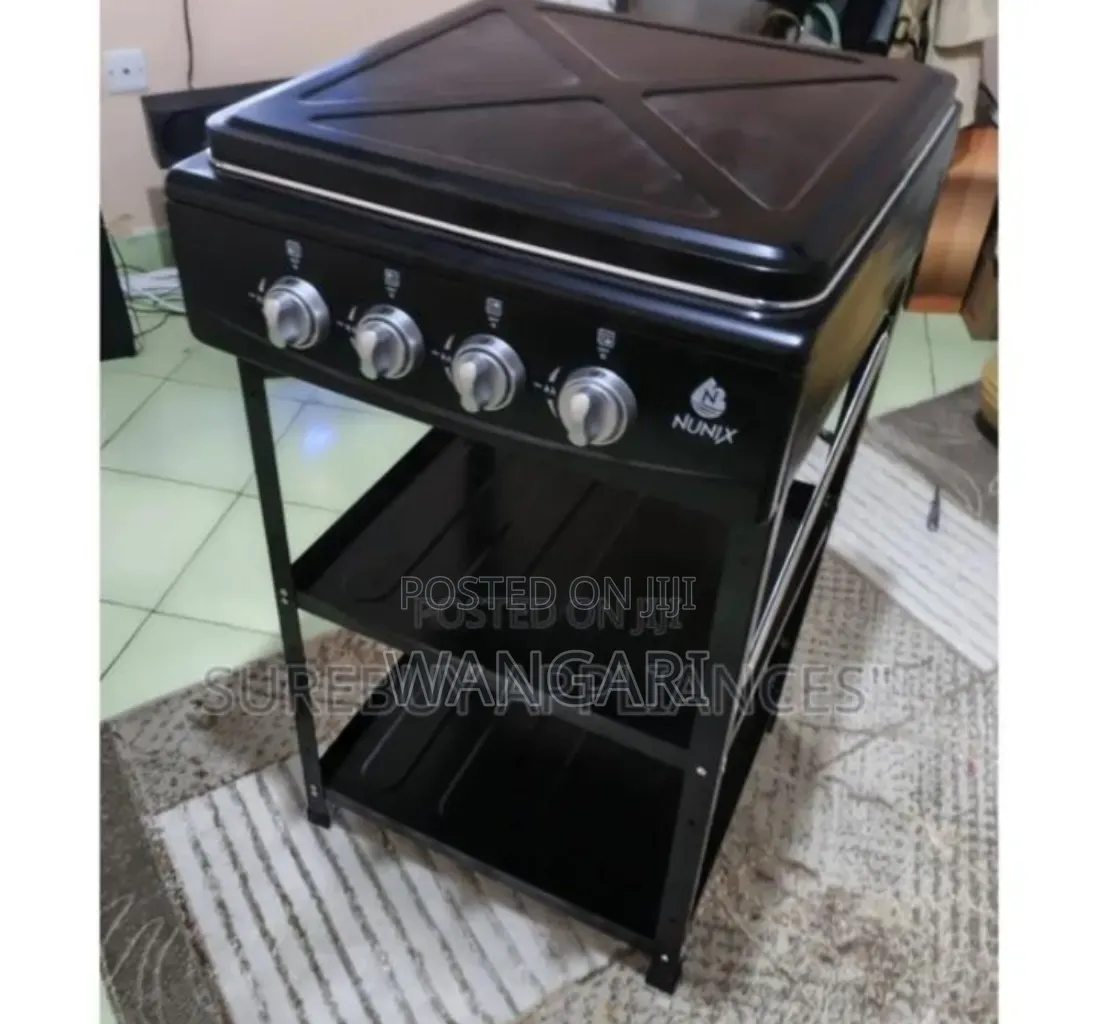 Coloue Black Nunix Full Gas Cooker With Shelves