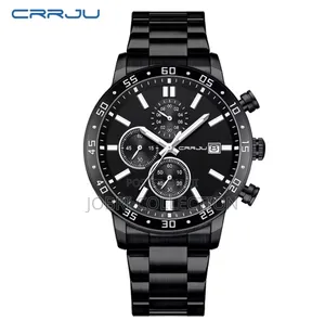 Full Black Crrju Gents Chronograph Wrist Watch