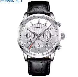 Crrju Full Chronograph Gents Leather Black Watch