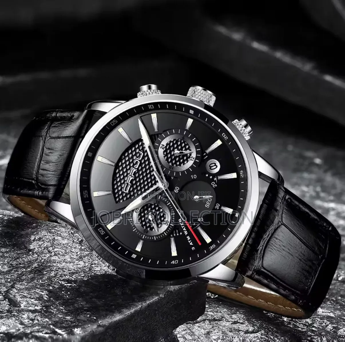 Crrju Full Chronograph Gents Leather Black Watch