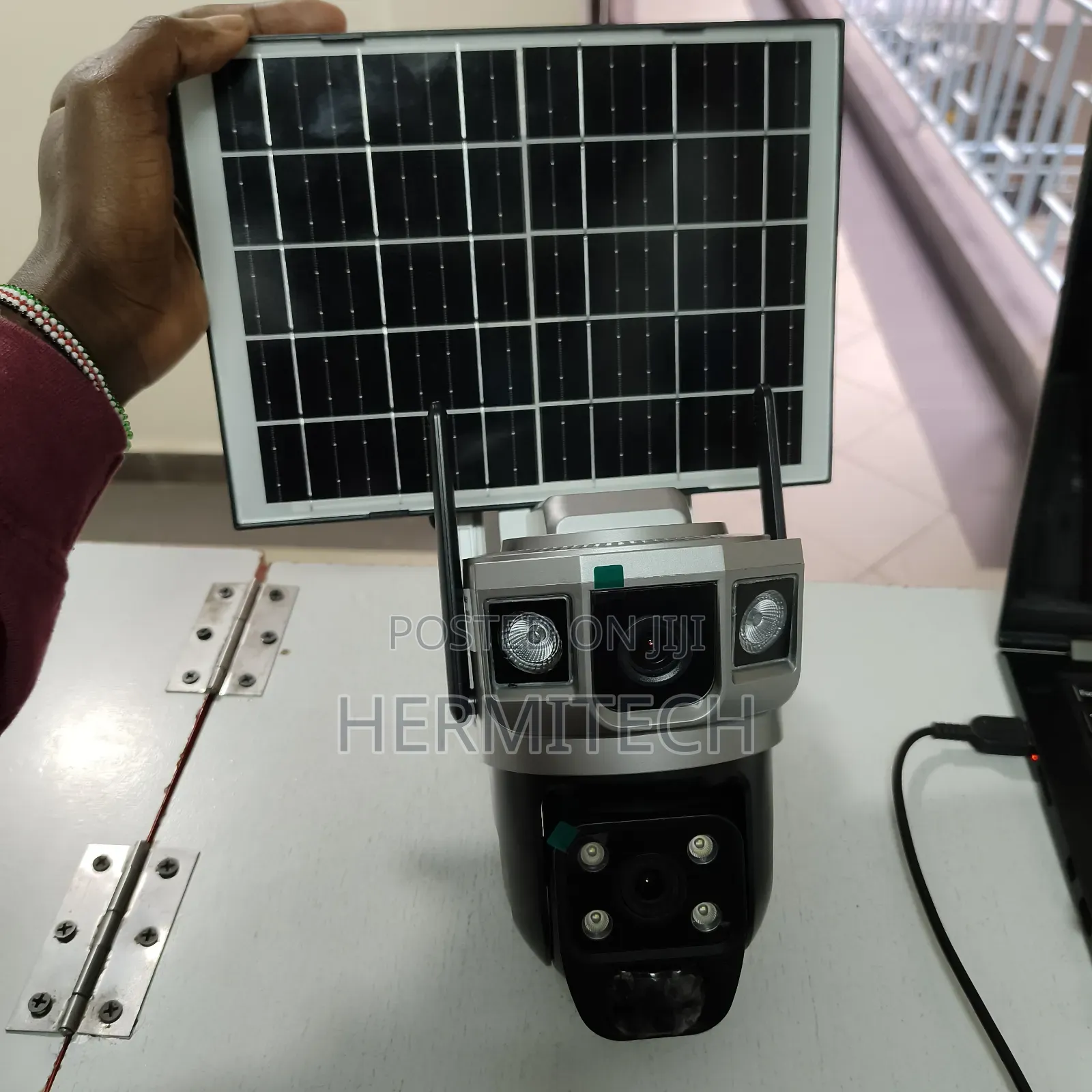 Dual Lens Solar Powered CCTV Cameras 3screens CCTV Surveillance Camera