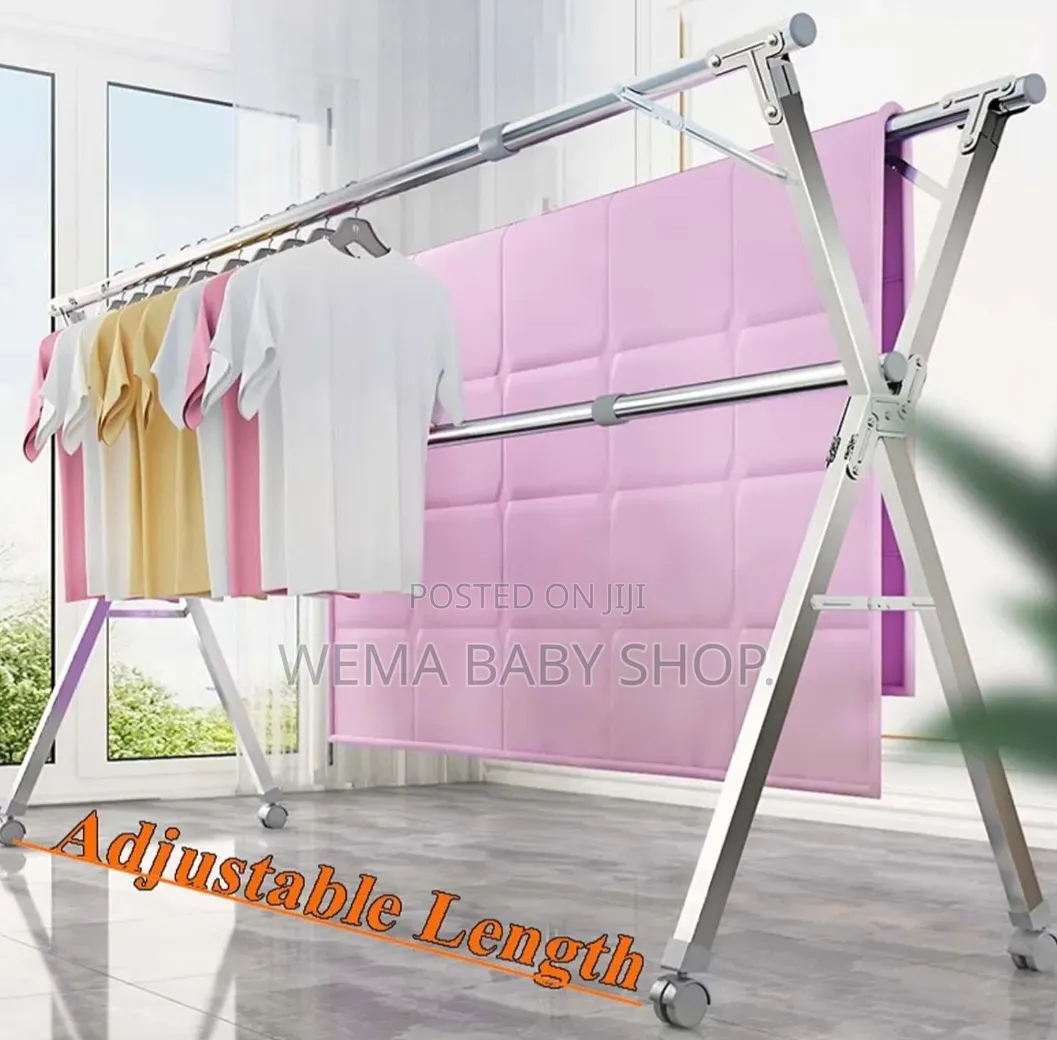 Stainless Steel Foldable and Extendable Clothes Drying Rack Upto 2.4m)