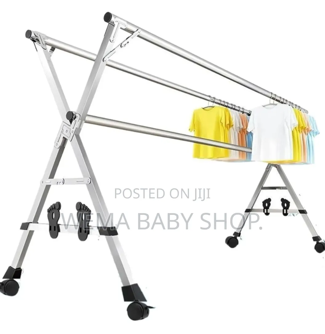Stainless Steel Foldable and Extendable Clothes Drying Rack Upto 2.4m)