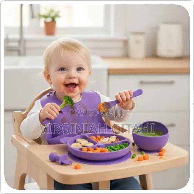 Purple 6pc Silicone Baby Feeding Cutlery Set *