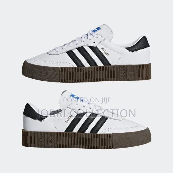Black and White Adidas Sambarose Double Sole Sneakers