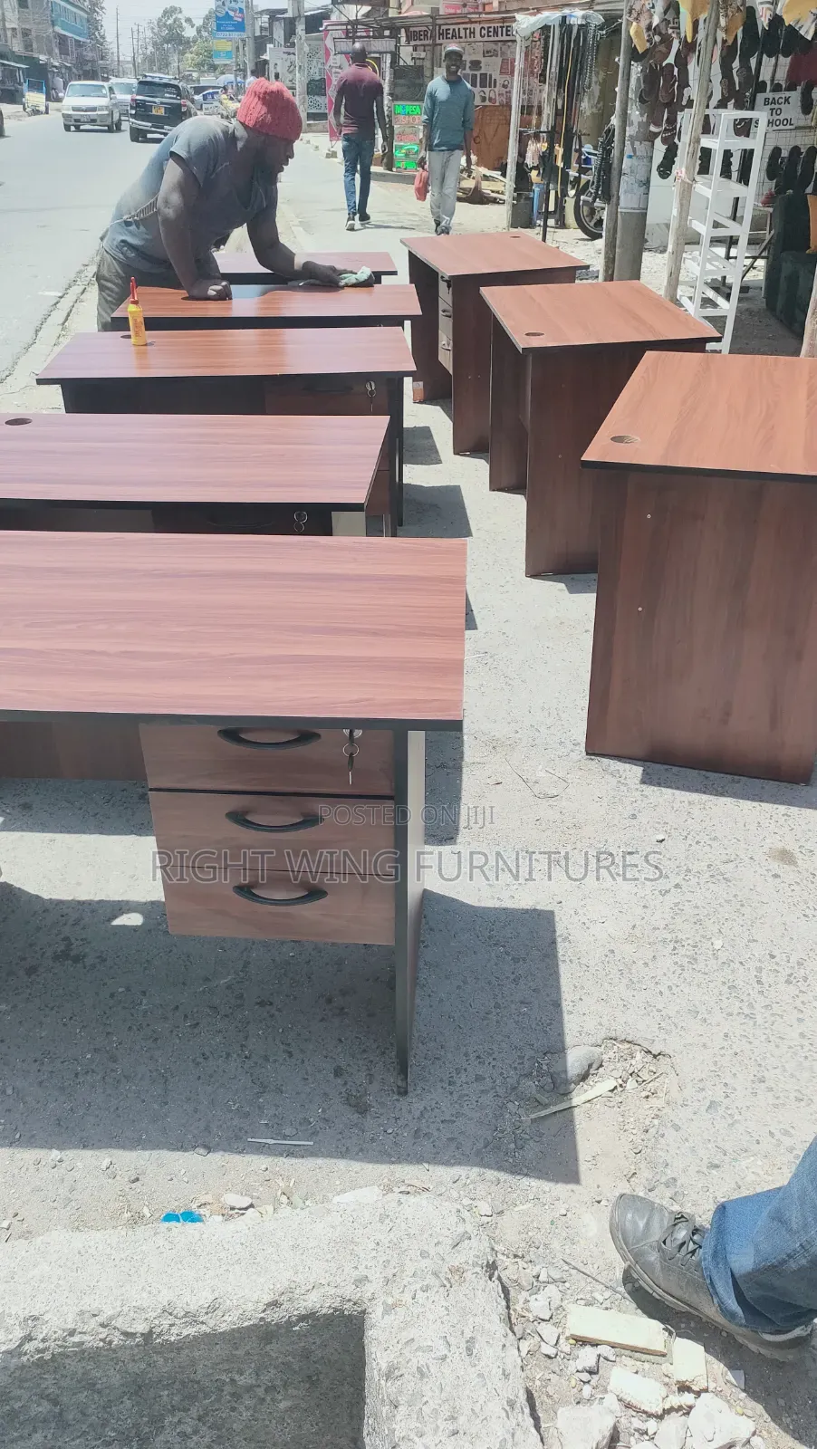 Three Lockable Drawers Quality Material Office Desk