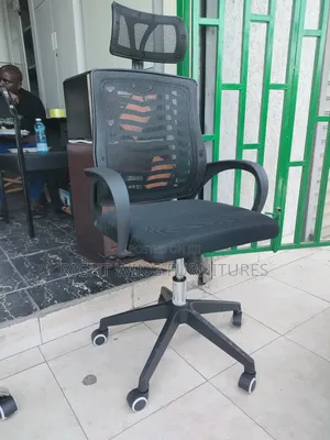 Black Base Adjustable Height Headrest Chair