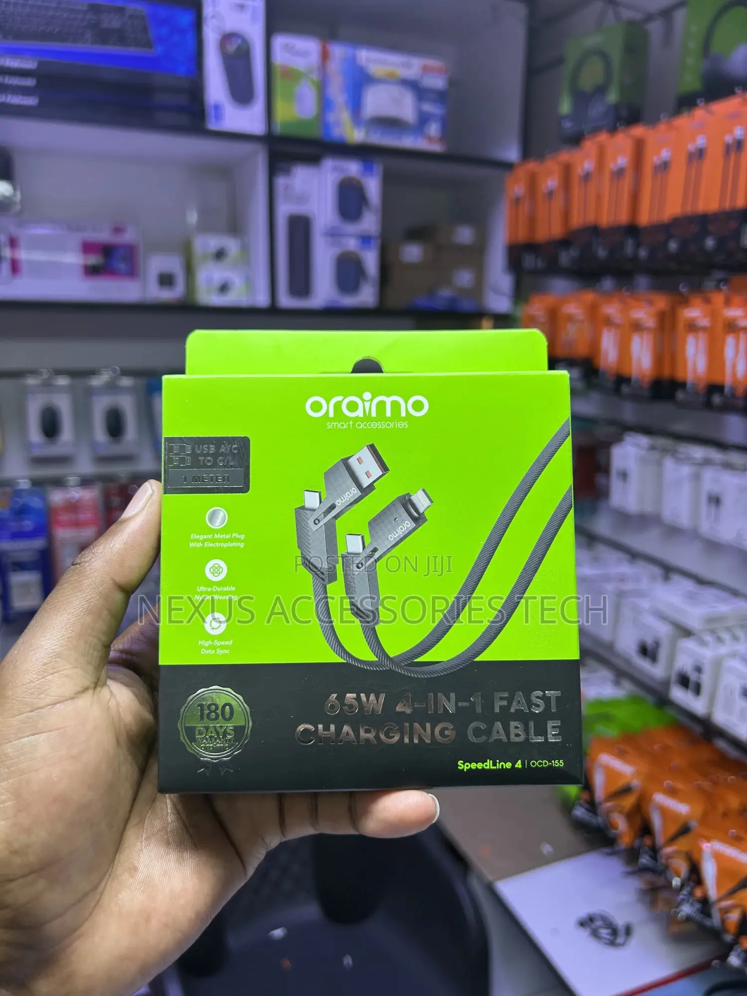 Oraimo 65w 4-in-1 Fast Charging Cable, Elegant Metal Plug By