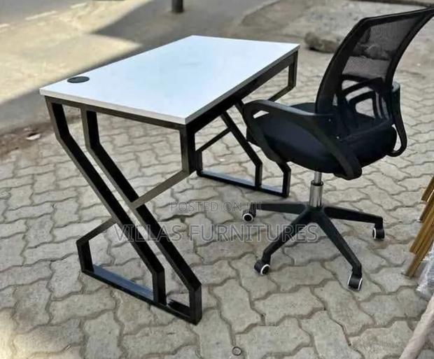 Quality Metallic Frame and MDF White Top Study Table