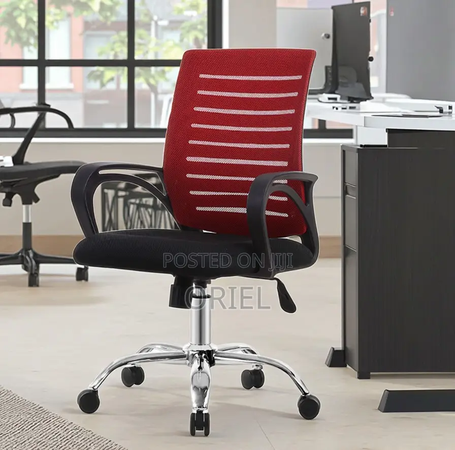 Office Chair : Red Ergonomic Home Office Mid-back Chair