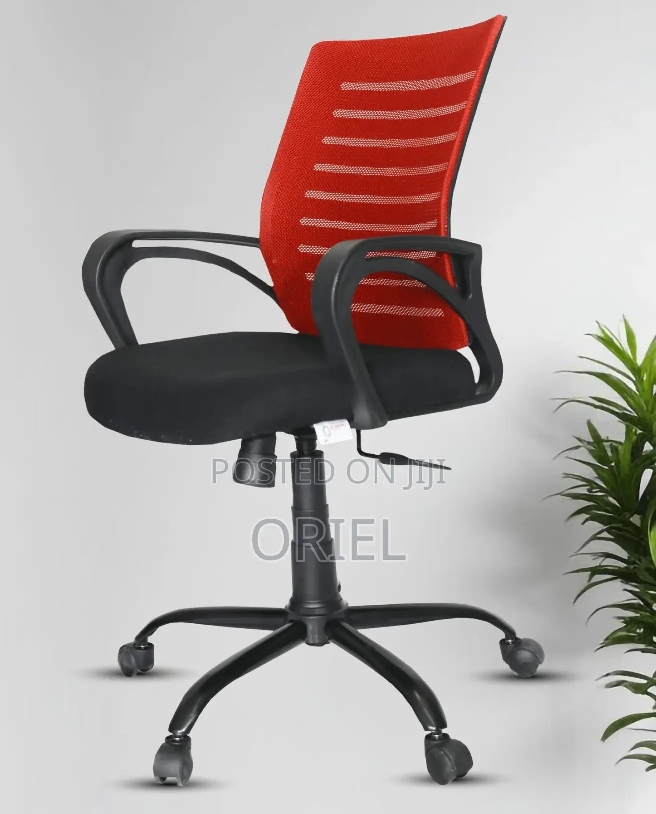 Office Chair : Red Ergonomic Home Office Mid-back Chair