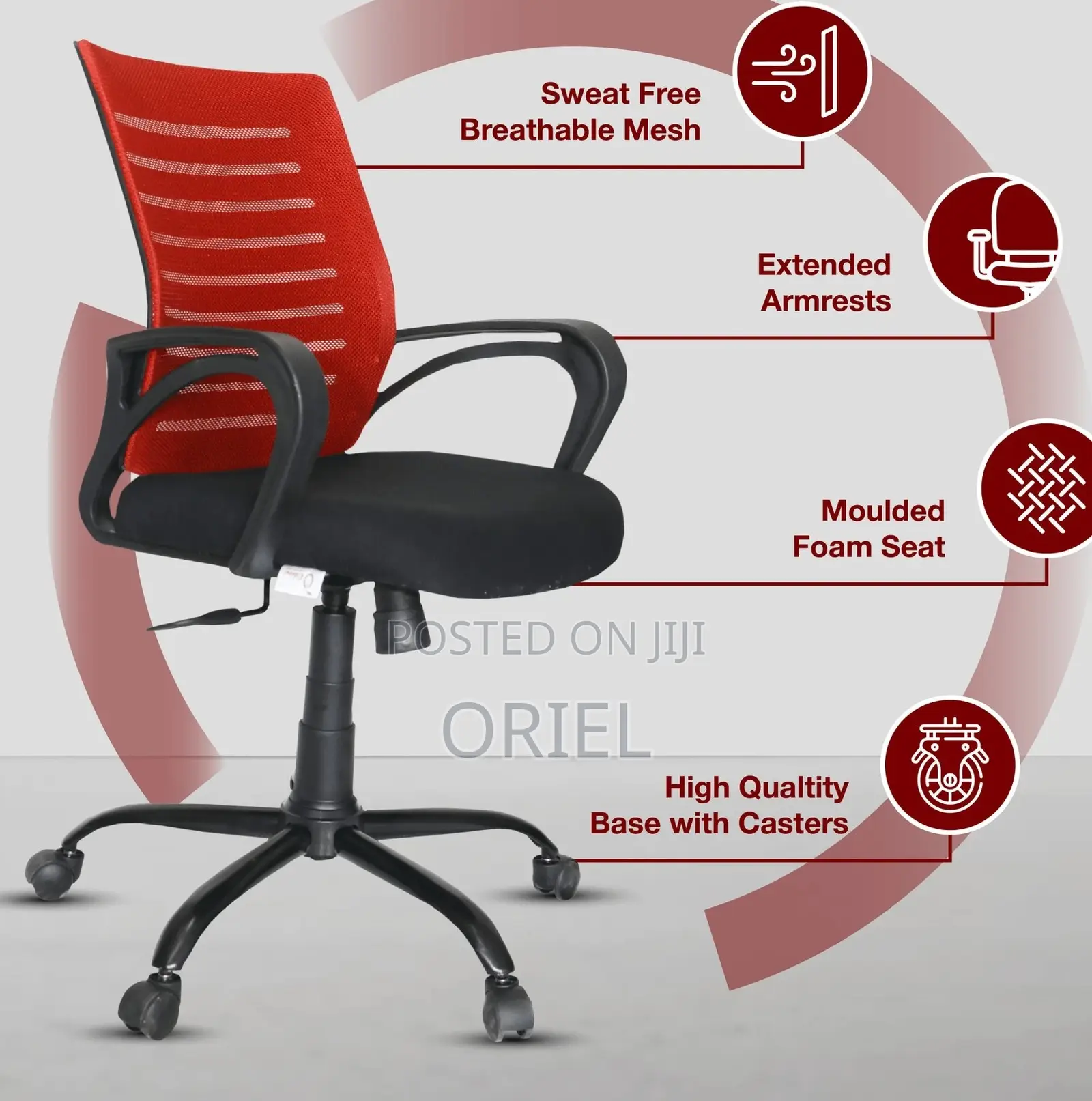 Office Chair : Red Ergonomic Home Office Mid-back Chair