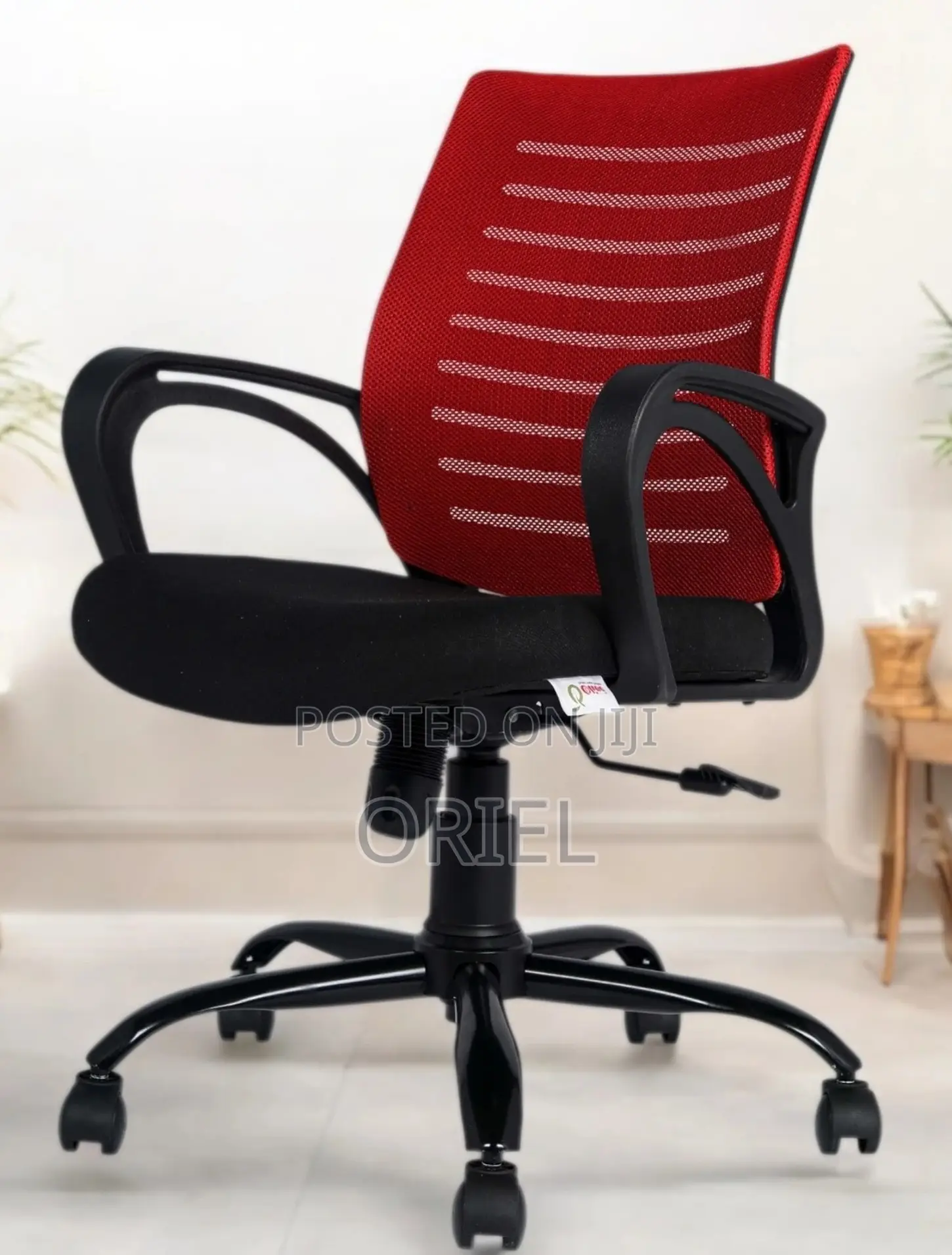 Office Chair : Red Ergonomic Home Office Mid-back Chair