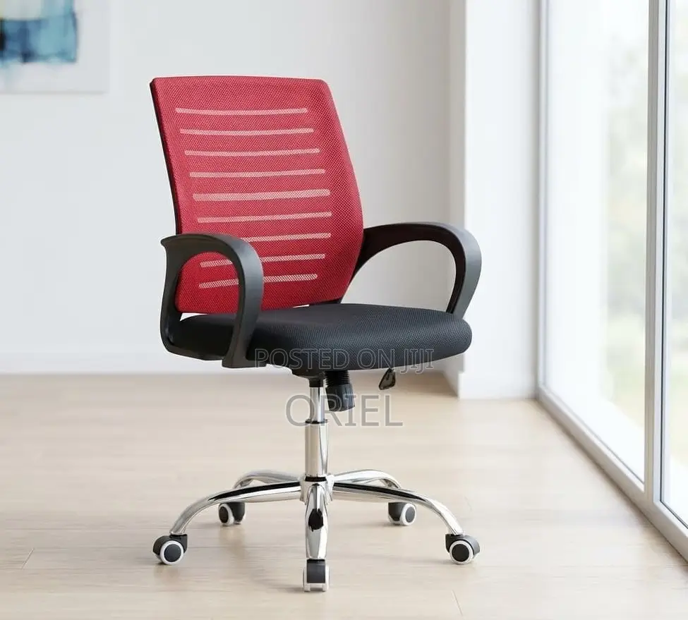 Office Chair : Red Ergonomic Home Office Mid-back Chair