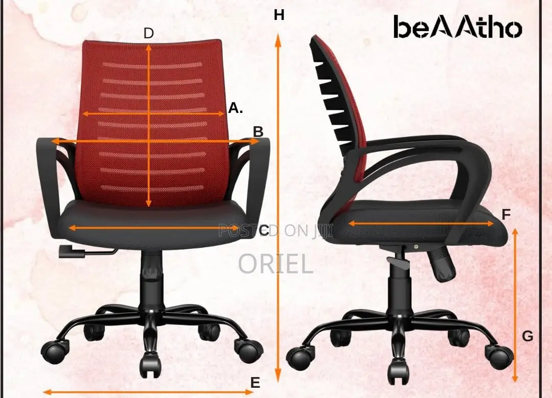 Office Chair : Red Ergonomic Home Office Mid-back Chair