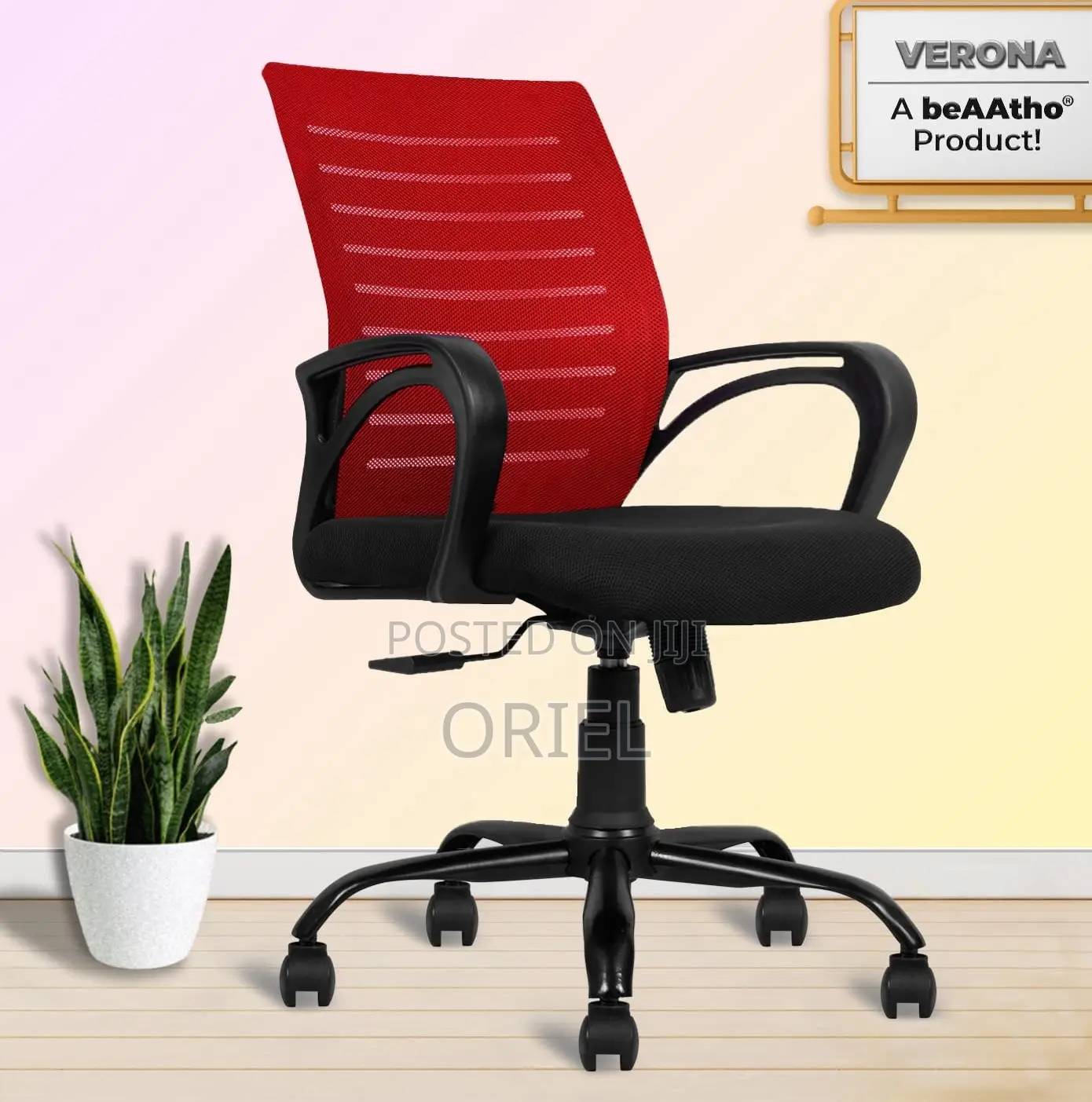 Office Chair : Red Ergonomic Home Office Mid-back Chair
