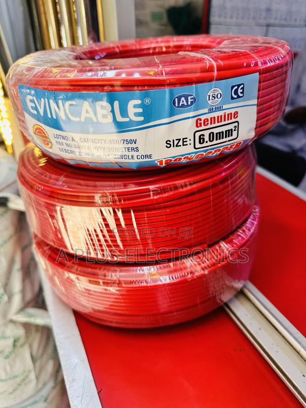 Evincable 6.0mm Red Single Core Wiring Cable 90m – Durable - thumbnail 2
