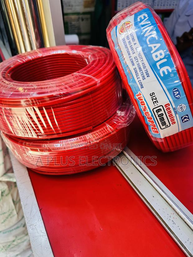 Evincable 6.0mm Red Single Core Wiring Cable 90m – Durable - main view