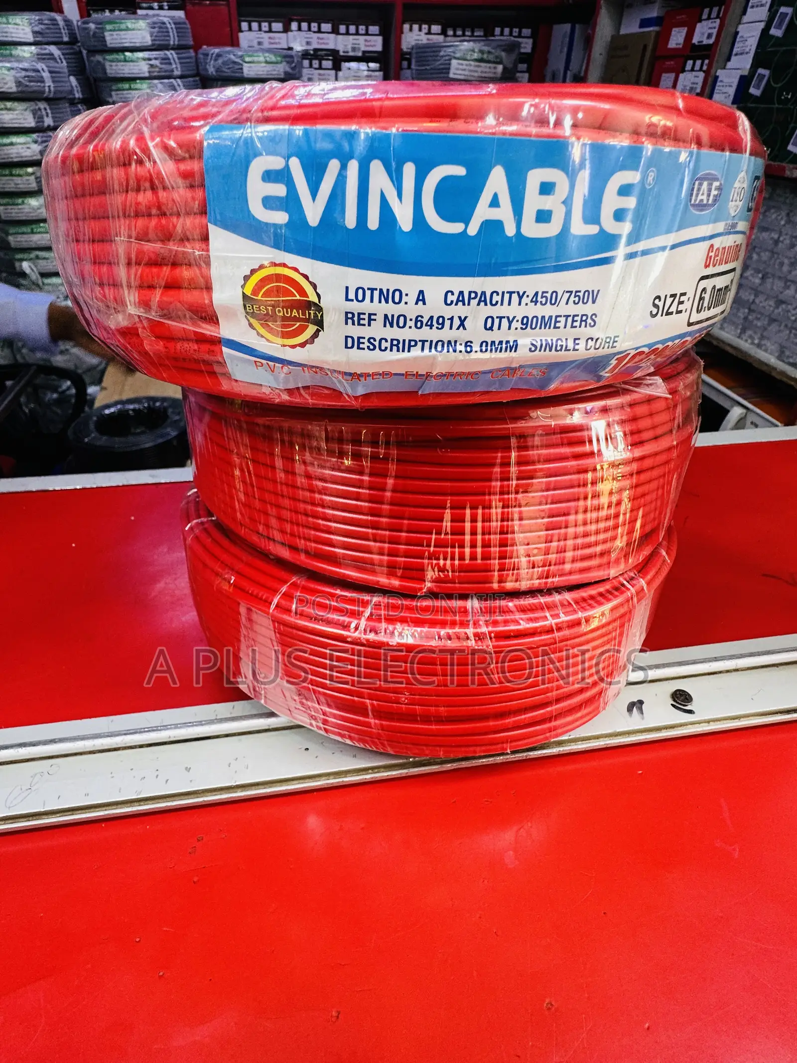 Evincable 6.0mm Red Single Core Wiring Cable 90m – Premium Power Cable