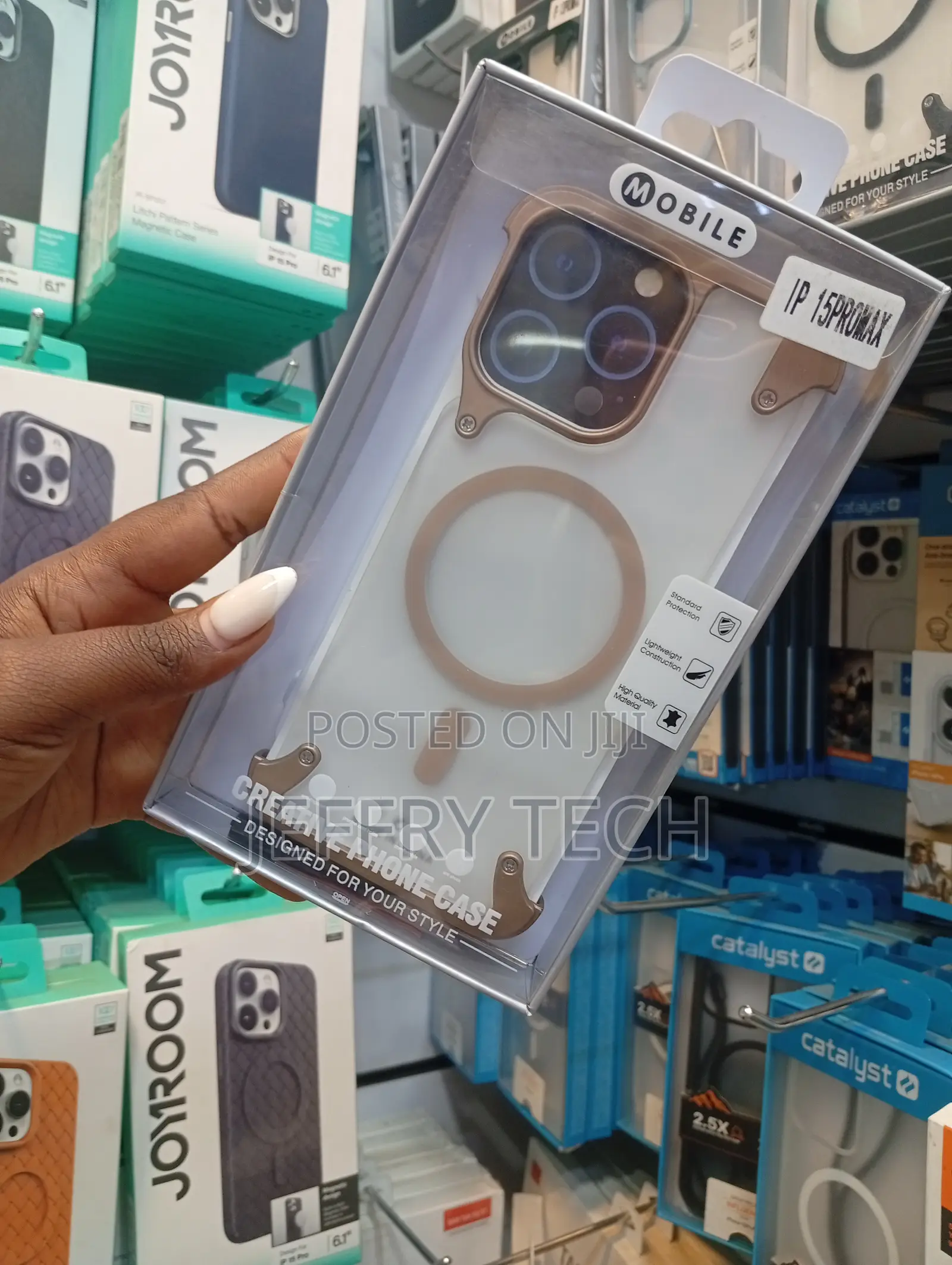 Metallic Bezel Magsafe Phone Case for the iPhone 15 Pro Max.