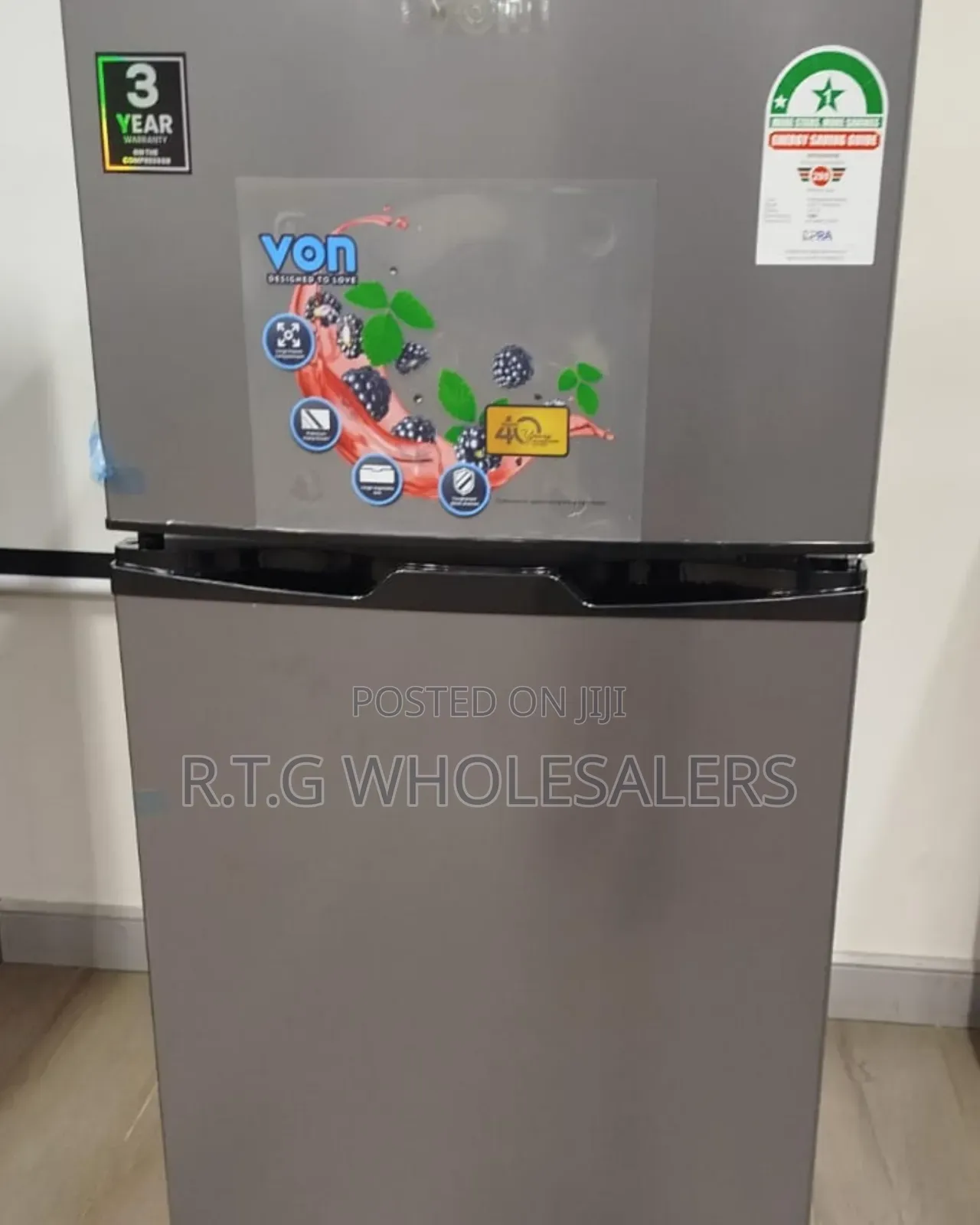 Von 175 Litres 2 Door Fridge Spacious Energy Saving