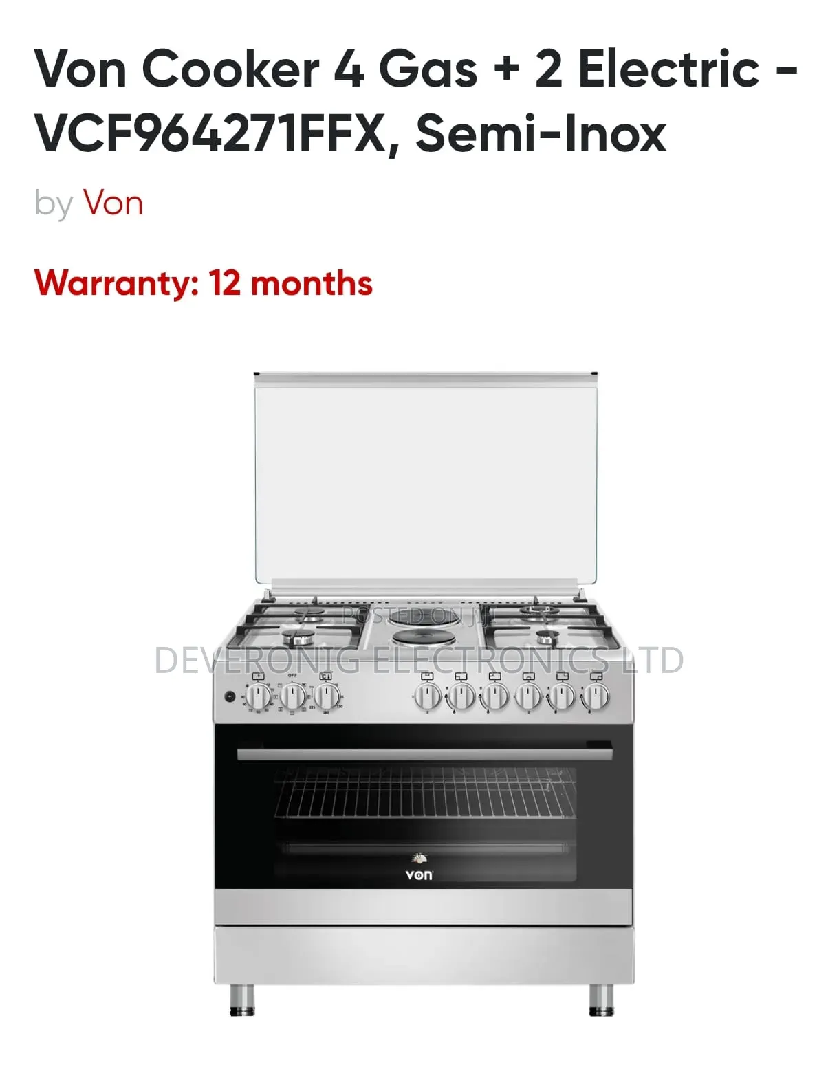 Von 60*90 4+2 Standing Cooker