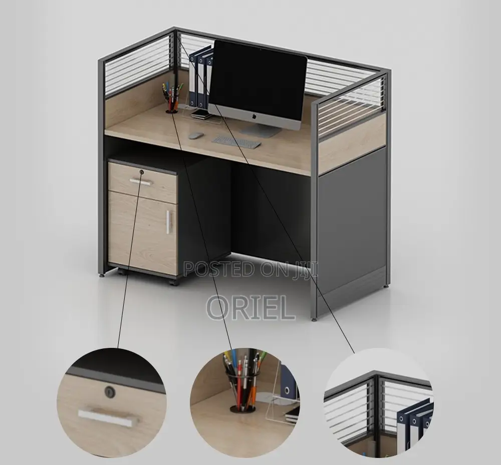 Office Workstation : Modular1-Way Office Workstation Desk Unit