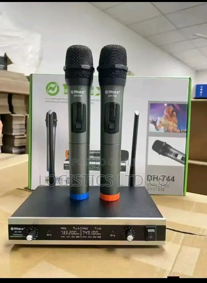 Omax Dual Channel Uhf Wireless Microphone System-Dh-744