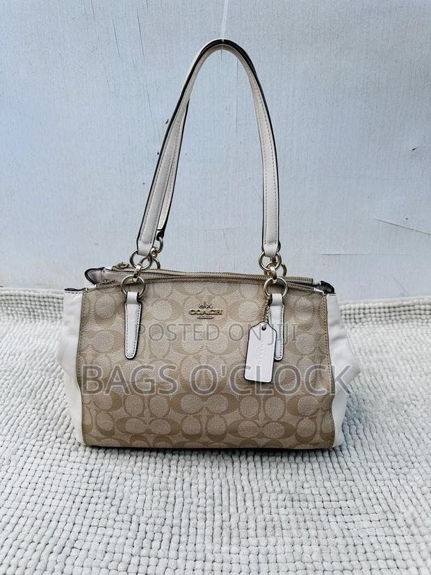 Original Coach Beige/White Signature Christie Carryall Bag