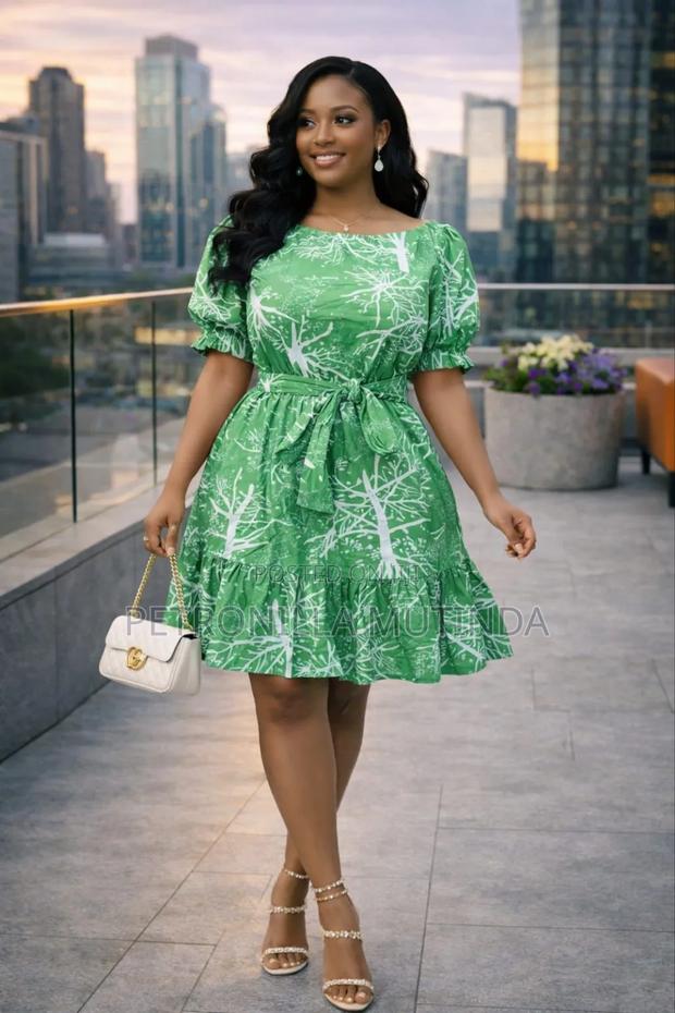 Beautiful Green and White Print Dress