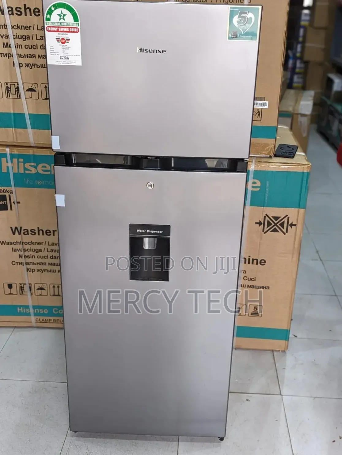 *Hisense Double-Door Fridge With Water Dispenser 205litres