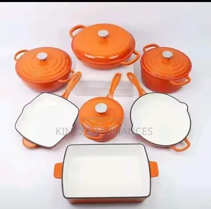 11pcs Cast Iron Cookware Set Colour Orange