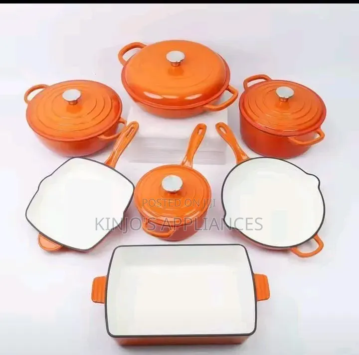 11pcs Cast Iron Cookware Set Colour Orange